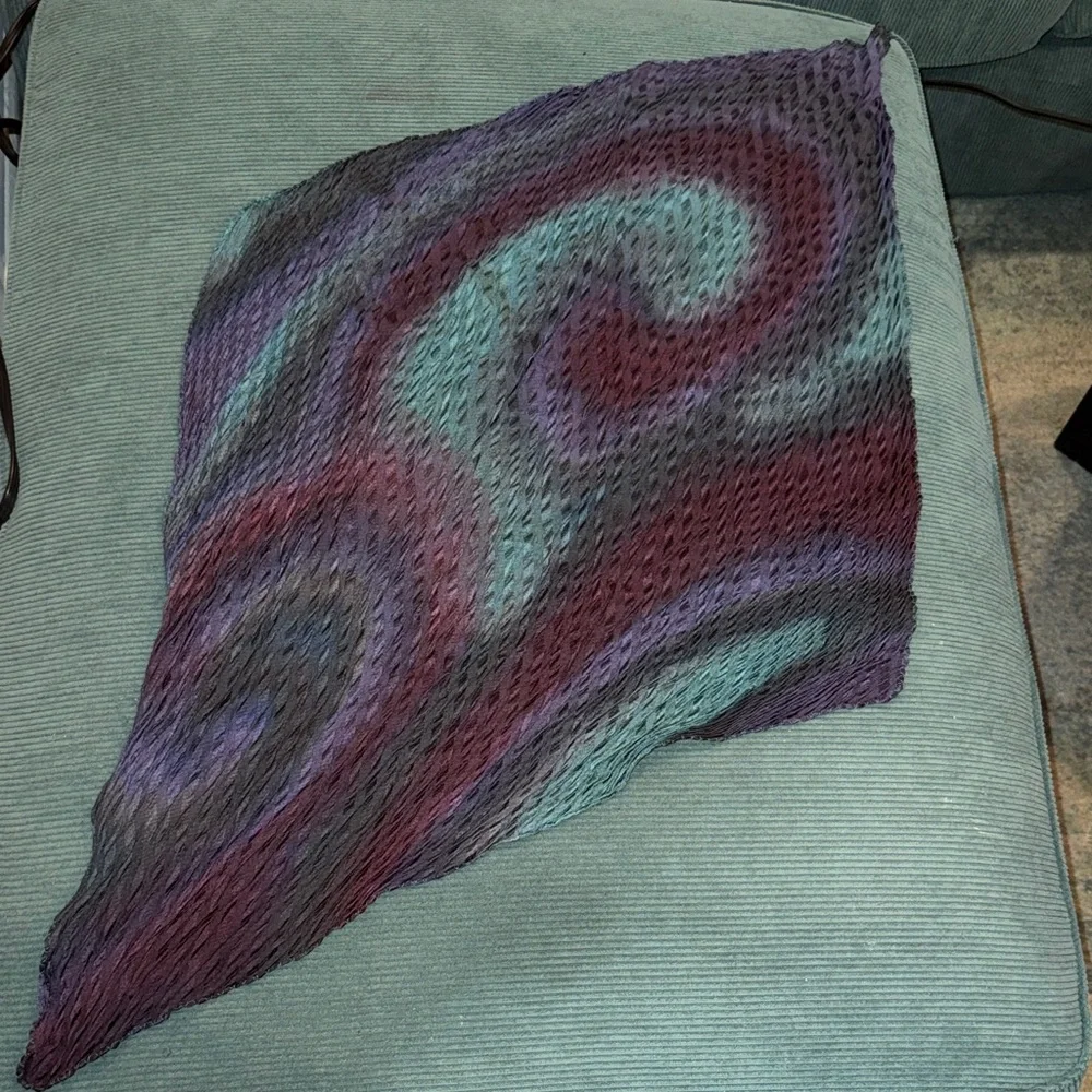 Hand dyed pure 100% silk crinkle Blue and Purple Textured Scarf